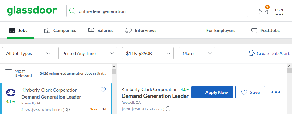 How many lead generation jobs are in United States