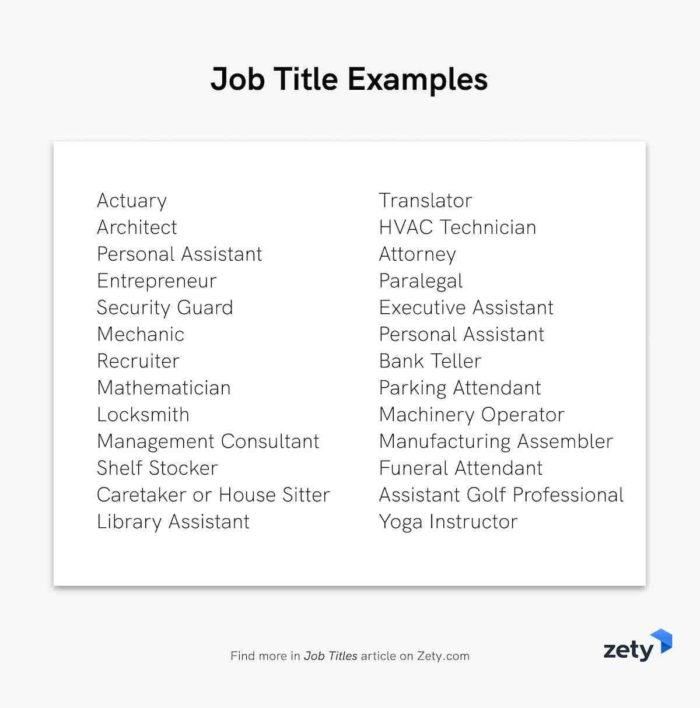 job title examples