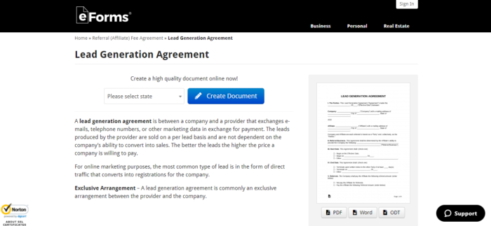 Lead Generation Agreement Template