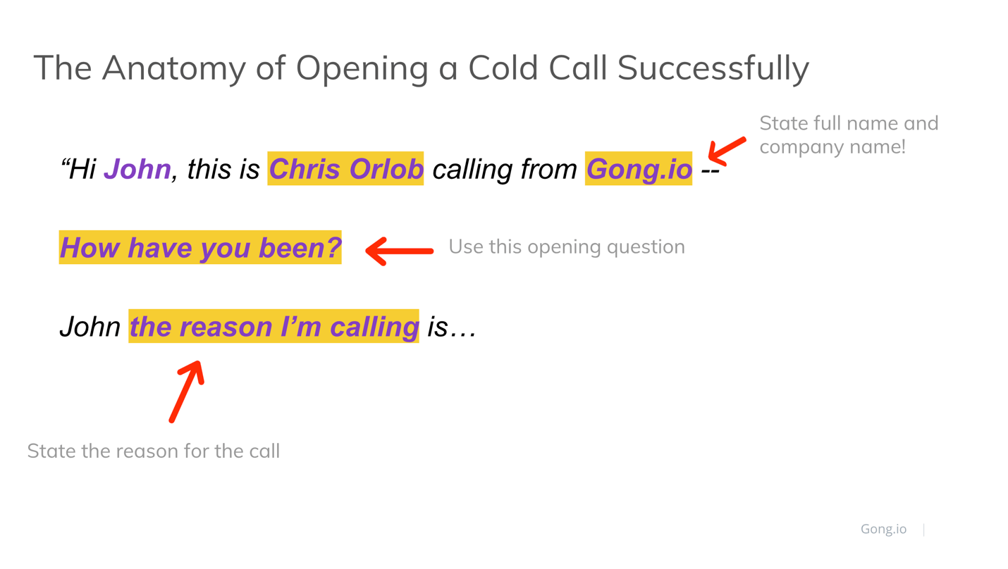 opening sentence sample cold calling tips 