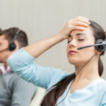 Frustrated agent doing cold calling