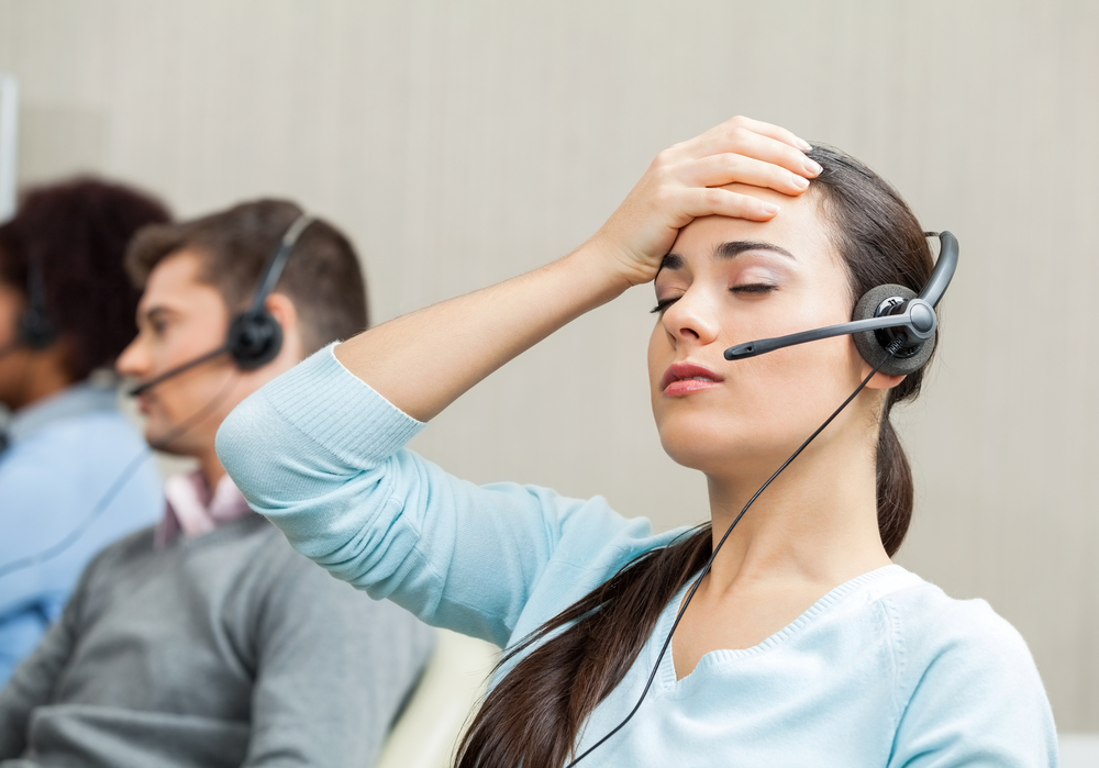 Frustrated agent doing cold calling